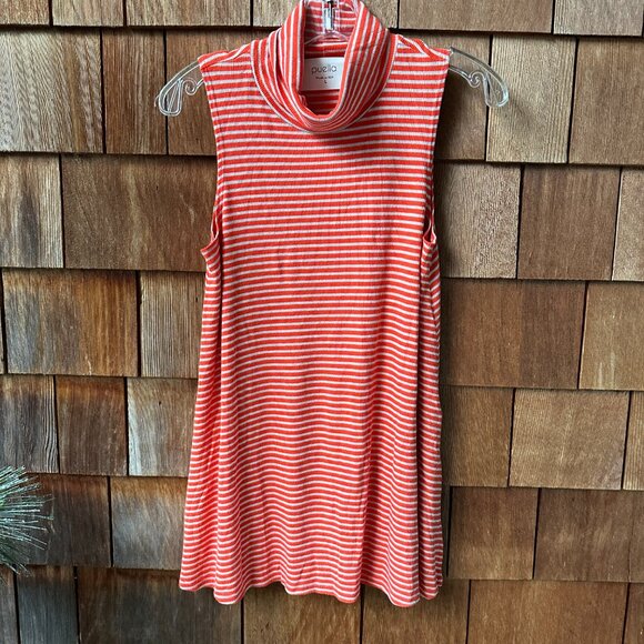 EUC Anthropologie Puella Orange Striped Sleeveless A-line Tunic in Large - Picture 1 of 10